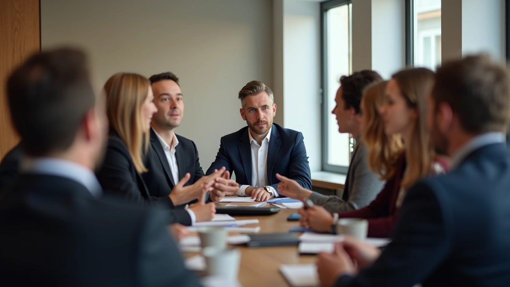 Groupe de participants s'exerçant à la prise de parole dans un club de Bruxelles, environnement collaboratif