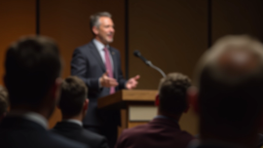 Orateur donnant un discours devant un groupe attentif dans un club de prise de parole belge