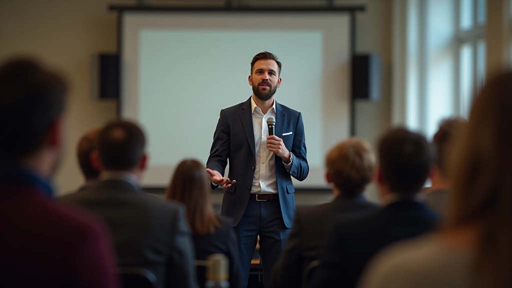 Orateur en train de pratiquer des techniques de respiration et d'exposition progressive face à son public